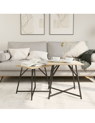 Set tavolini 2 pcs Rovere Sonoma e Nero