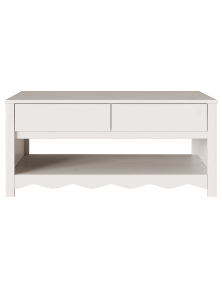 Tavolino da caffè ""DRAMMEN"" Bianco 99x55x45 cm in Legno di Pino