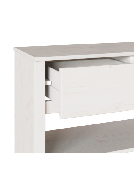 Tavolo Consolle ""DRAMMEN"" Bianco 89,5x37x73 cm Legno Massello Pino