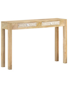 Tavolo Consolle 110x30x75 cm Legno Massello Sbiancato di Mango 2