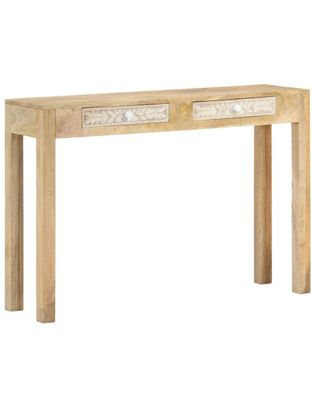 Tavolo Consolle 110x30x75 cm Legno Massello Sbiancato di Mango