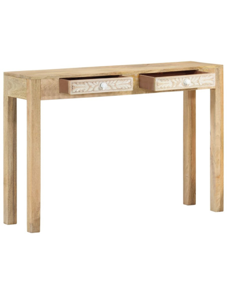 Tavolo Consolle 110x30x75 cm Legno Massello Sbiancato di Mango