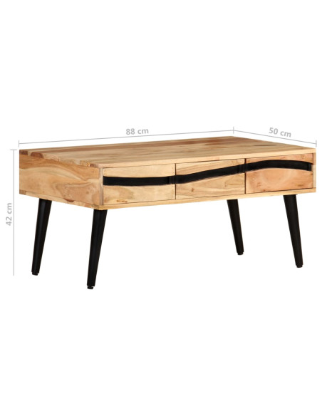 Tavolino da Salotto 88x50x42 cm in Legno Massello di Acacia