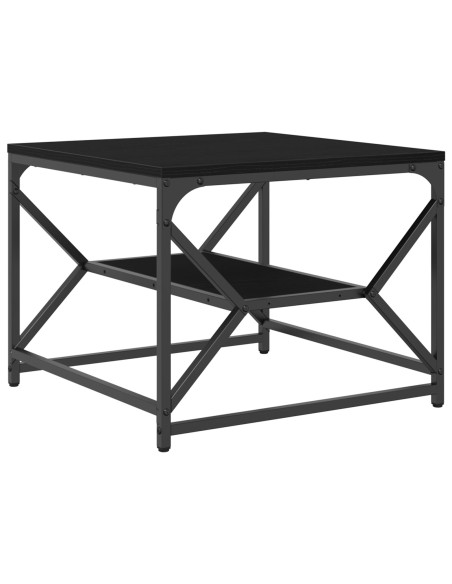 Tavolino da caffè in rovere nero con ripiano, 51x50x40 cm, realizzato in legno ingegnerizzato
