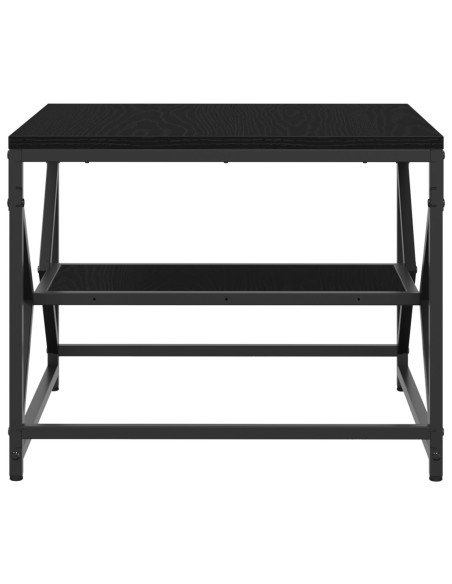 Tavolino da caffè in rovere nero con ripiano, 51x50x40 cm, realizzato in legno ingegnerizzato
