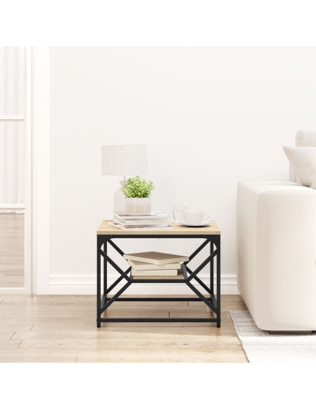 Tavolino da Caffè con Ripiano in Rovere di Sonoma – 51x50x40 cm – Realizzato in Legno Ingegnerizzato