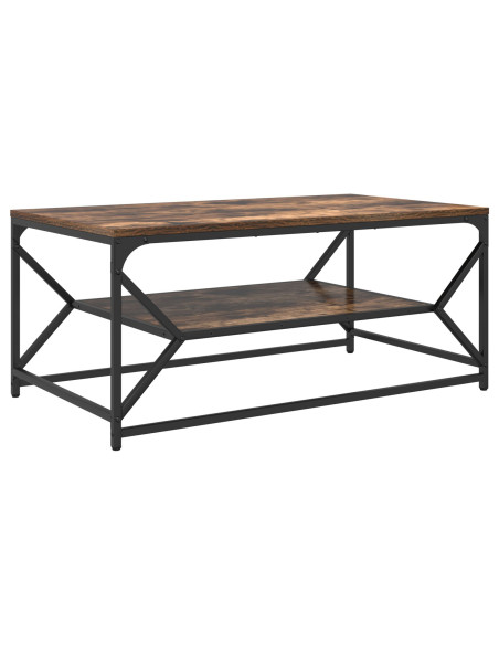 Tavolino da Caffè  con Ripiano Rovere Affumicato 90x50x40 cm Legno Truciolare