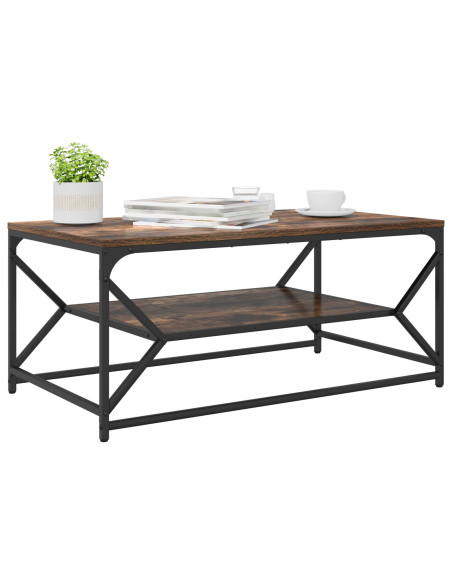 Tavolino da Caffè  con Ripiano Rovere Affumicato 90x50x40 cm Legno Truciolare