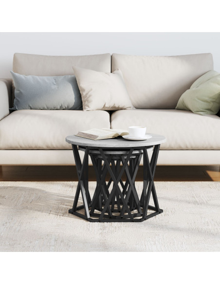 Set di Tavolini Impilabili 3 pcs Grigio Sonoma Legno Ingegnerizzato