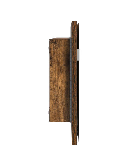 Armadio Specchio da Bagno  con Luce LED Rovere Affumicato 80x37 cm