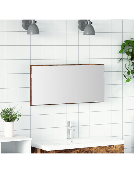 Armadio Specchio da Bagno  con Luce LED Rovere Affumicato 80x37 cm