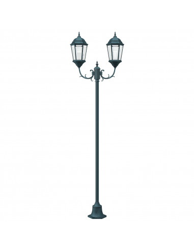 Lampione da Giardino  2-Lampade E27 Verde 220 cm Alluminio