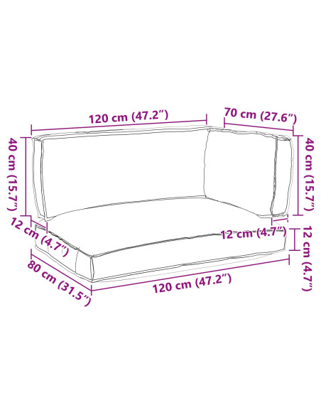 Set di Cuscini per Pallet  3 Pezzi Nero Poliestere Standard
