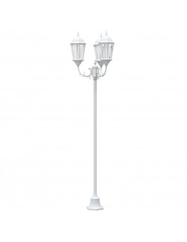 Lampione da Giardino  3 lampade E27 Bianco 220 cm Alluminio