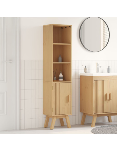 Mobile da bagno  Marrone 35x30x159 cm in legno massello di pino