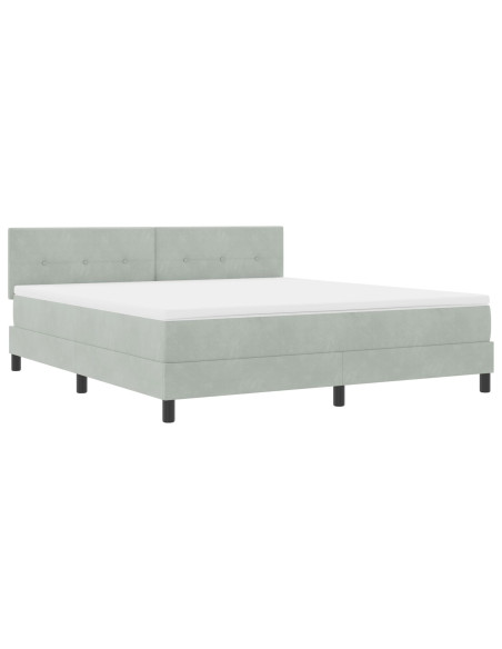 Letto Box Spring con Materasso Grigio Chiaro Super King in Velluto