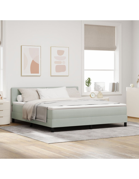 Letto Box Spring con Materasso Grigio Chiaro Super King in Velluto