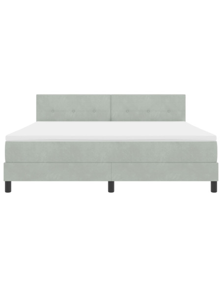 Letto Box Spring con Materasso Grigio Chiaro Super King in Velluto