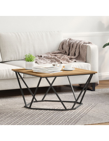 Tavolino da caffè  Rovere artigianale 80x80x45 cm Legno ingegnerizzato