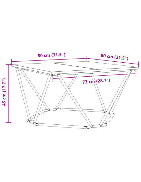 Tavolino da salotto Rovere artigianale 80 x 80 x 45 cm
