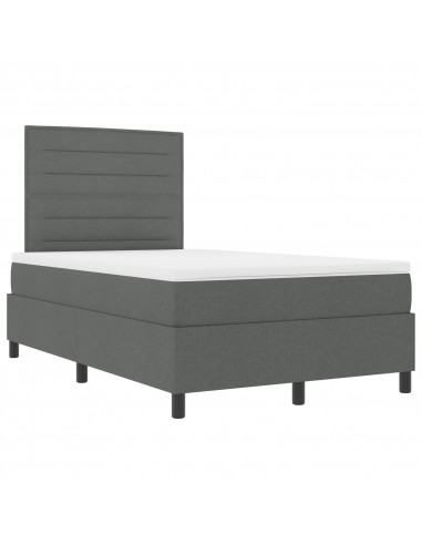 Letto a Molla  con Materasso Grigio Scuro 120x200 cm Tessuto