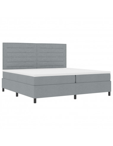 Letto a Molle con Materasso Grigio Chiaro 200x200 cm Tessuto