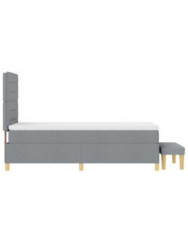 Letto rete  con materasso e panca Grigio chiaro 90x200 cm Tessuto
