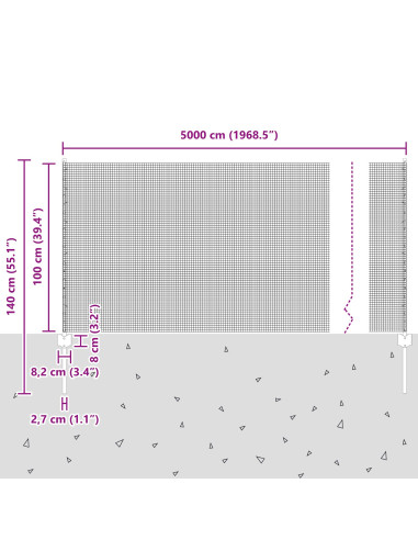 Recinzione con Posto Argento 1 x 50 m Acciaio