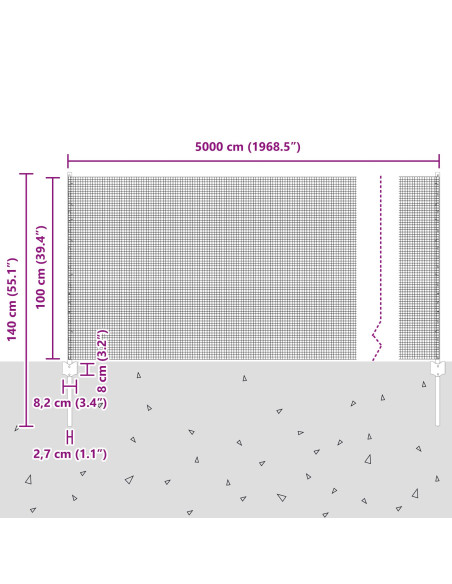Recinzione in Rete Saldata  con 44 U Post Argento 1x50 m Acciaio