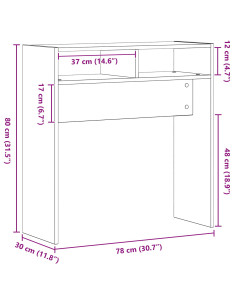 Tavolo consolle Rovere Nero 78 x 30 x 80 cm Legno multistrato