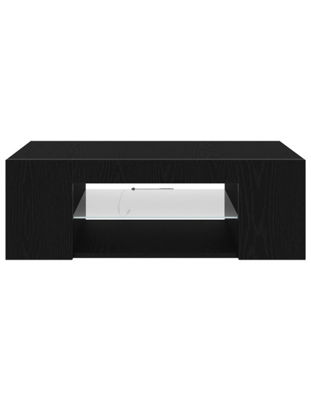 Mobile TV  con luci LED Rovere Nero 90x39x30 cm in Legno ingegnerizzato