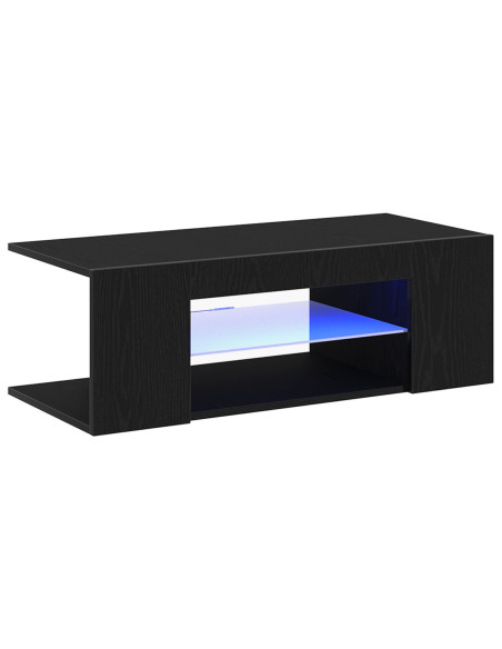 Mobile TV  con luci LED Rovere Nero 90x39x30 cm in Legno ingegnerizzato