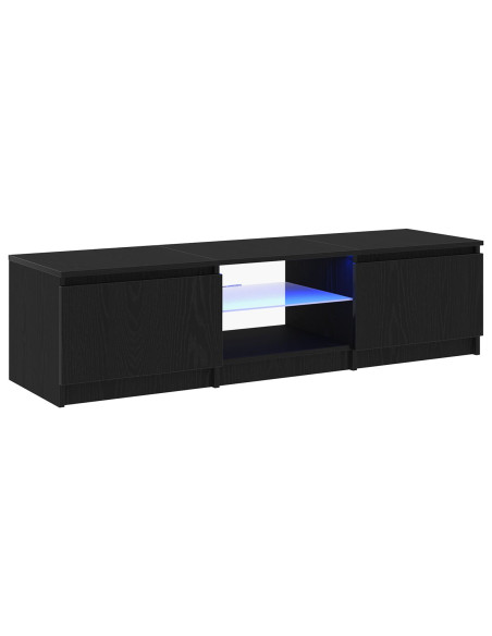 Mobile TV  con luci LED Nero Rovere 140x40x35,5 cm in legno ingegnerizzato