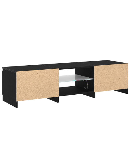 Mobile TV  con luci LED Nero Rovere 140x40x35,5 cm in legno ingegnerizzato