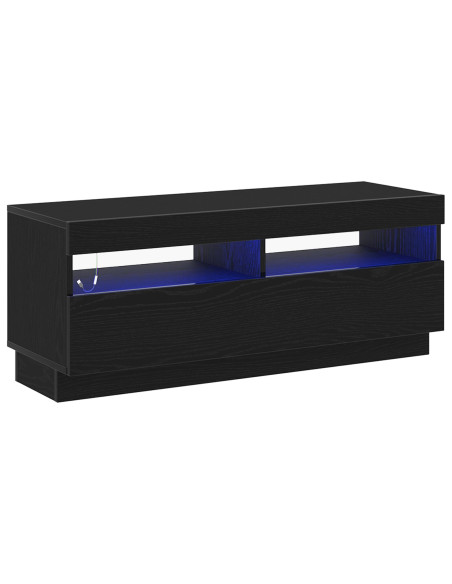 Mobile TV  con luci LED Rovere Nero 100x35x40 cm in legno ingegnerizzato