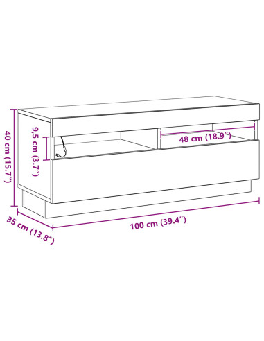 Mobile TV Rovere Nero 100 x 35 x 40 cm Legno multistrato