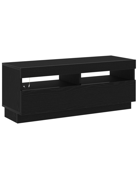 Mobile TV  con luci LED Rovere Nero 100x35x40 cm in legno ingegnerizzato