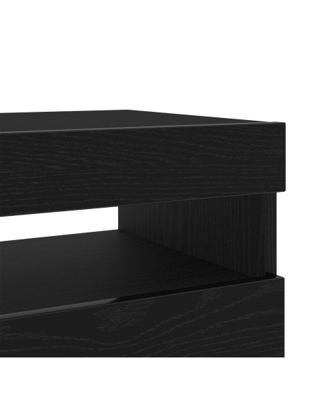 Mobile TV  con luci LED Nero Rovere 80x35x40 cm in legno ingegnerizzato