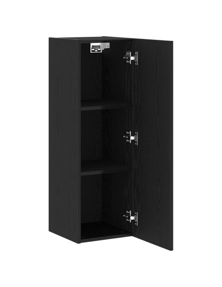 Mobile TV da parete  Nero Rovere 30,5x30x90 cm in legno ingegnerizzato