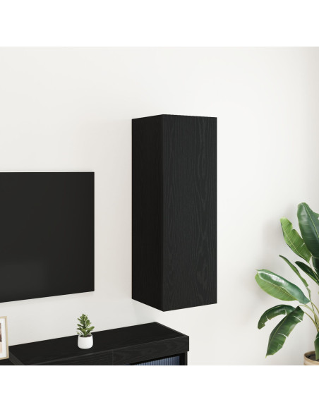Mobile TV da parete  Nero Rovere 30,5x30x90 cm in legno ingegnerizzato