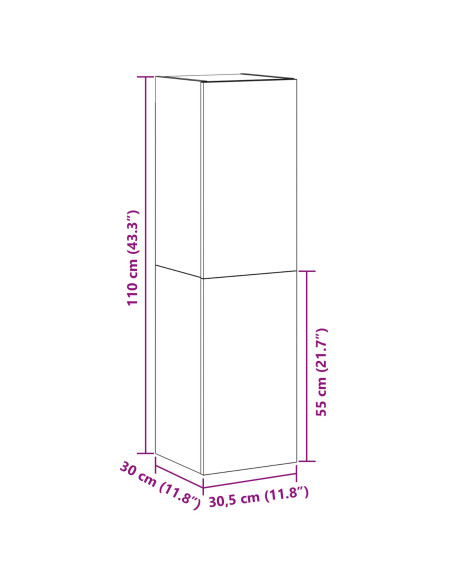 Mobile TV Nero Rovere 30,5x30x110 cm Legno ingegnerizzato