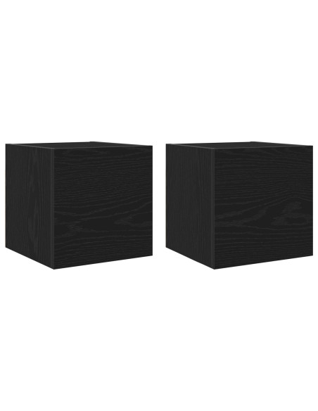 Mobile TV da parete  2 pezzi Rovere Nero 30,5x30x30 cm