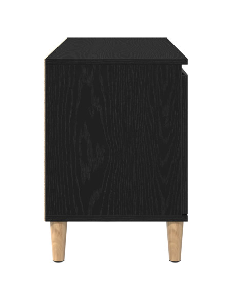 Mobile TV con gambe in legno Nero Rovere 102x35x50 cm