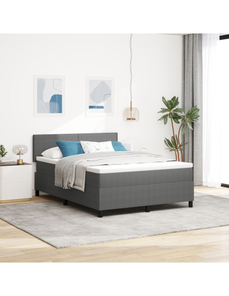 Letto Box Spring  con Materasso & Luce LED Grigio 160x200 cm Tessuto in Corduroy