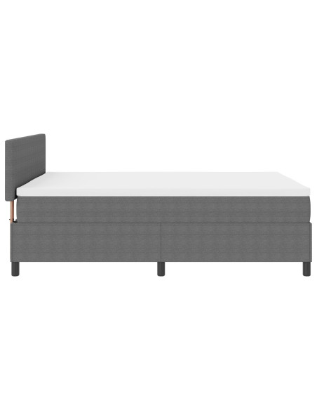 Letto Box Spring con Materasso&Luce LED Grigio 140x200 cm Tessuto a Coste