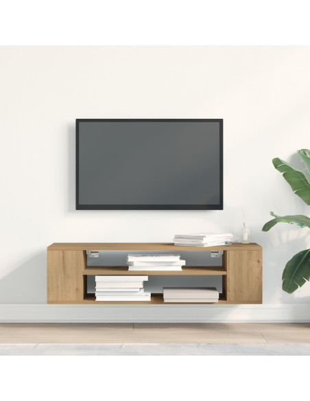 Mobile TV da muro  in rovere artigianale, 100x30x26,5 cm, in legno ingegnerizzato