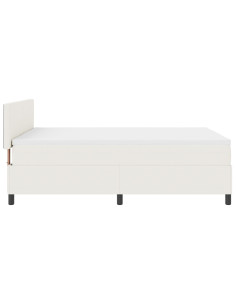 Letto a molle Crema e Bianco 160 x 200 cm Tessuto in Cords