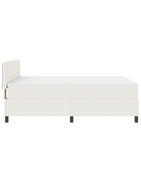 Letto a molle Crema e Bianco 160 x 200 cm Tessuto in Cords