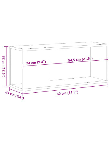 Set mobile TV Rovere Nero 80 x 24 x 32 cm Legno multistrato