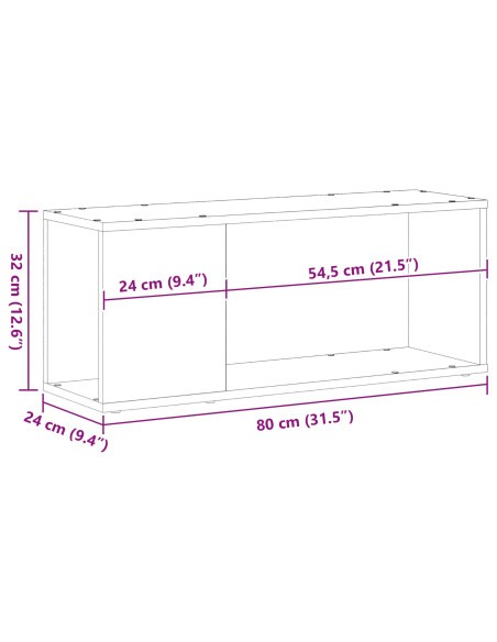 Set mobile TV Rovere Nero 80 x 24 x 32 cm Legno multistrato